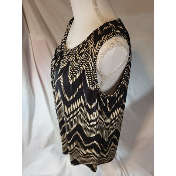 Naif Size M Black &‎ Beige Sleeveless Geometric Top - Picture 3 of 5